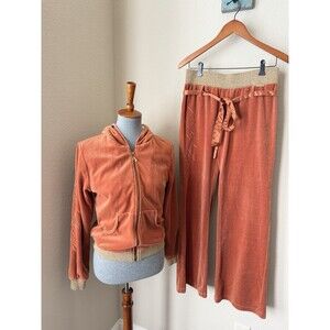 Baby Phat Women's Size Medium Rust Orange Embroidered Logo Y2K Velour Tracksuit
